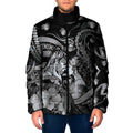 Personalised Maori Romantic Valentine Padded Jacket The Hongi Kiss Black Galaxy