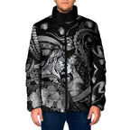 Personalised Maori Romantic Valentine Padded Jacket The Hongi Kiss Black Galaxy