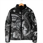 Personalised Maori Romantic Valentine Padded Jacket The Hongi Kiss Black Galaxy