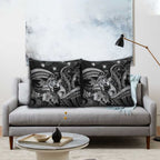 Maori Romantic Valentine Pillow Cover The Hongi Kiss Black Galaxy