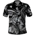Personalised Maori Romantic Valentine Polo Shirt The Hongi Kiss Black Galaxy