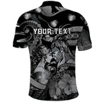 Personalised Maori Romantic Valentine Polo Shirt The Hongi Kiss Black Galaxy