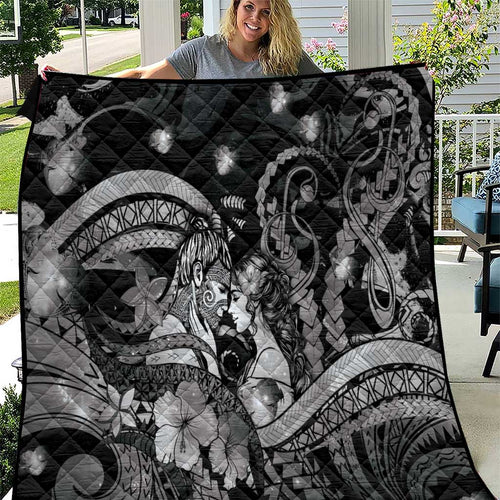 Maori Romantic Valentine Quilt The Hongi Kiss Black Galaxy