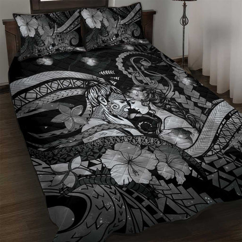 Maori Romantic Valentine Quilt Bed Set The Hongi Kiss Black Galaxy