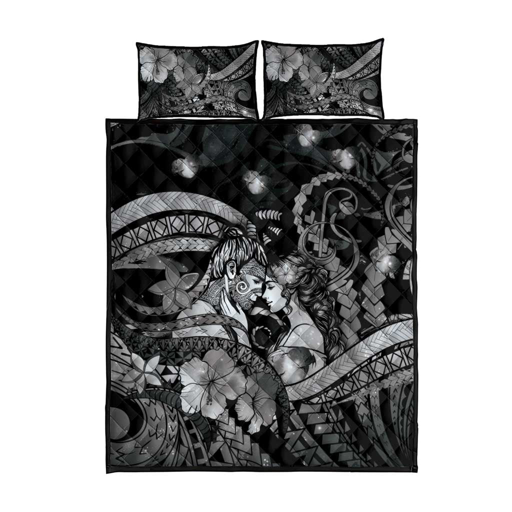 Maori Romantic Valentine Quilt Bed Set The Hongi Kiss Black Galaxy
