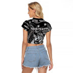 Personalised Maori Romantic Valentine Raglan Cropped T Shirt The Hongi Kiss Black Galaxy