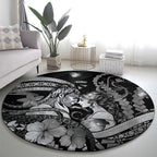 Maori Romantic Valentine Round Carpet The Hongi Kiss Black Galaxy