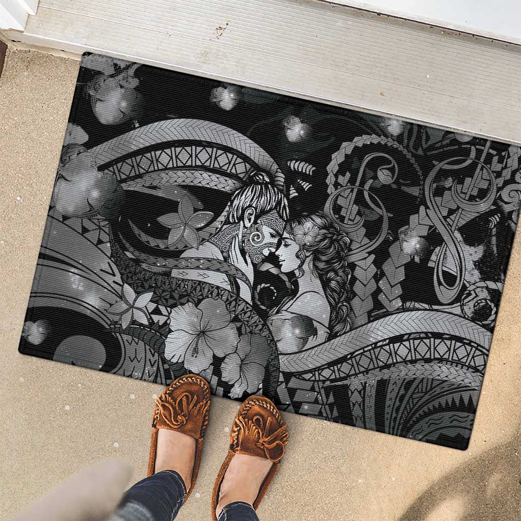 Maori Romantic Valentine Rubber Doormat The Hongi Kiss Black Galaxy