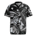 Personalised Maori Romantic Valentine Rugby Jersey The Hongi Kiss Black Galaxy