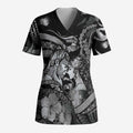Personalised Maori Romantic Valentine Scrub Top The Hongi Kiss Black Galaxy