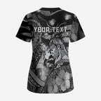 Personalised Maori Romantic Valentine Scrub Top The Hongi Kiss Black Galaxy