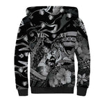 Personalised Maori Romantic Valentine Sherpa Hoodie The Hongi Kiss Black Galaxy