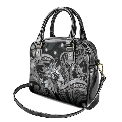 Maori Romantic Valentine Shoulder Handbag The Hongi Kiss Black Galaxy