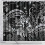 Maori Romantic Valentine Shower Curtain The Hongi Kiss Black Galaxy