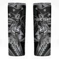 Personalised Maori Romantic Valentine Skinny Tumbler The Hongi Kiss Black Galaxy