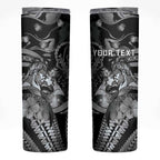 Personalised Maori Romantic Valentine Skinny Tumbler The Hongi Kiss Black Galaxy