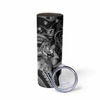 Personalised Maori Romantic Valentine Skinny Tumbler The Hongi Kiss Black Galaxy
