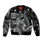 Personalised Maori Romantic Valentine Sleeve Zip Bomber Jacket The Hongi Kiss Black Galaxy