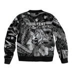 Personalised Maori Romantic Valentine Sleeve Zip Bomber Jacket The Hongi Kiss Black Galaxy