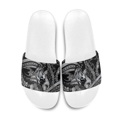 Maori Romantic Valentine Slide Sandals The Hongi Kiss Black Galaxy