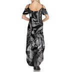 Personalised Maori Romantic Valentine Summer Maxi Dress The Hongi Kiss Black Galaxy