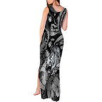 Personalised Maori Romantic Valentine Tank Maxi Dress The Hongi Kiss Black Galaxy