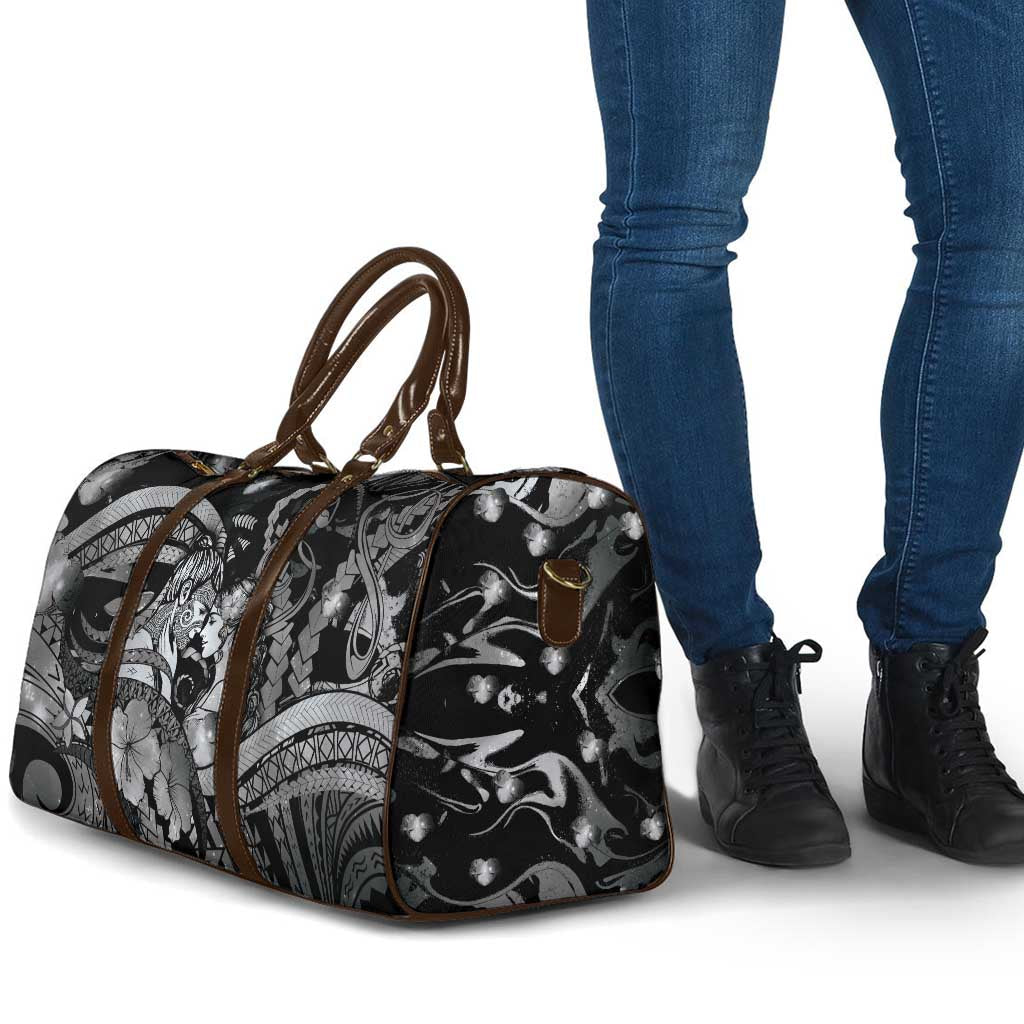 Maori Romantic Valentine Travel Bag The Hongi Kiss Black Galaxy