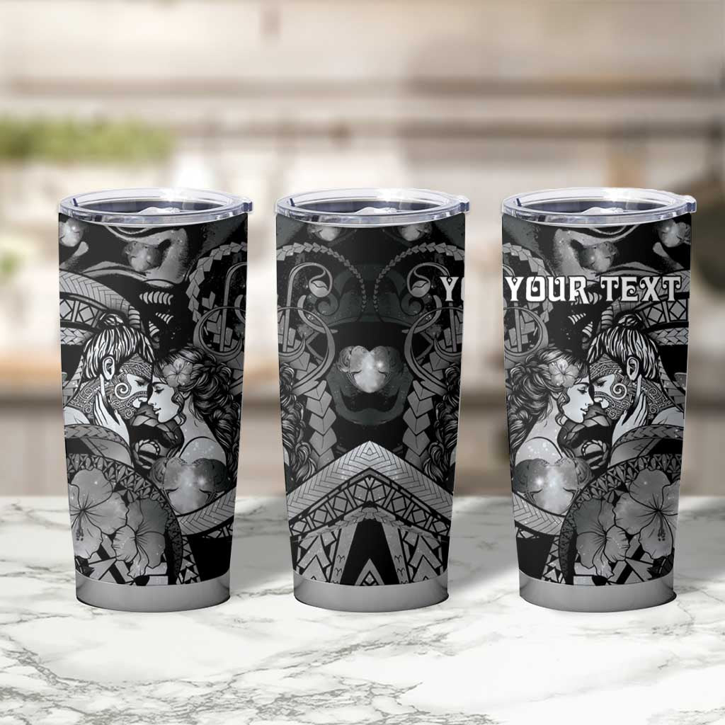 Personalised Maori Romantic Valentine Tumbler Cup The Hongi Kiss Black Galaxy