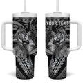 Personalised Maori Romantic Valentine Tumbler With Handle The Hongi Kiss Black Galaxy