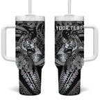 Personalised Maori Romantic Valentine Tumbler With Handle The Hongi Kiss Black Galaxy