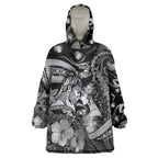 Personalised Maori Romantic Valentine Wearable Blanket Hoodie The Hongi Kiss Black Galaxy