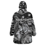 Personalised Maori Romantic Valentine Wearable Blanket Hoodie The Hongi Kiss Black Galaxy