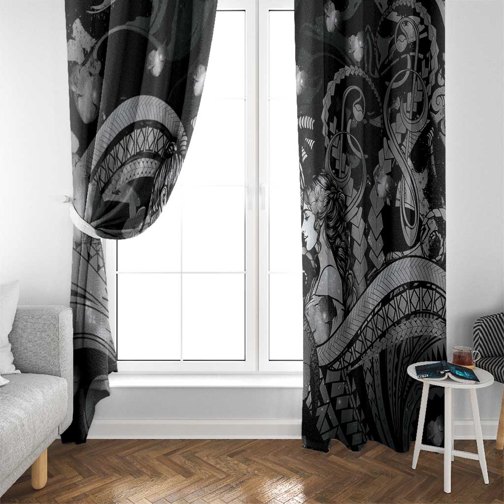 Maori Romantic Valentine Window Curtain The Hongi Kiss Black Galaxy