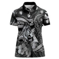 Personalised Maori Romantic Valentine Women Polo Shirt The Hongi Kiss Black Galaxy