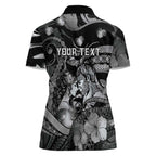 Personalised Maori Romantic Valentine Women Polo Shirt The Hongi Kiss Black Galaxy