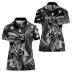 Personalised Maori Romantic Valentine Women Polo Shirt The Hongi Kiss Black Galaxy