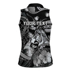 Personalised Maori Romantic Valentine Women Sleeveless Polo Shirt The Hongi Kiss Black Galaxy