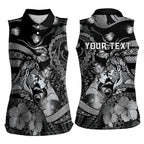 Personalised Maori Romantic Valentine Women Sleeveless Polo Shirt The Hongi Kiss Black Galaxy