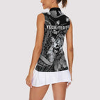 Personalised Maori Romantic Valentine Women Sleeveless Polo Shirt The Hongi Kiss Black Galaxy