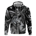 Personalised Maori Romantic Valentine Zip Hoodie The Hongi Kiss Black Galaxy