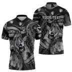 Personalised Maori Romantic Valentine Zipper Polo Shirt The Hongi Kiss Black Galaxy