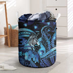 Maori Romantic Valentine Laundry Basket The Hongi Kiss Blue Galaxy