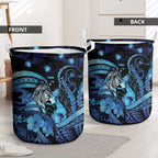 Maori Romantic Valentine Laundry Basket The Hongi Kiss Blue Galaxy