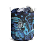Maori Romantic Valentine Laundry Basket The Hongi Kiss Blue Galaxy