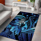 Maori Romantic Valentine Area Rug The Hongi Kiss Blue Galaxy