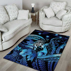 Maori Romantic Valentine Area Rug The Hongi Kiss Blue Galaxy