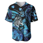 Personalised Maori Romantic Valentine Baseball Jersey The Hongi Kiss Blue Galaxy
