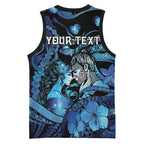 Personalised Maori Romantic Valentine Basketball Jersey The Hongi Kiss Blue Galaxy