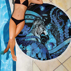 Maori Romantic Valentine Beach Blanket The Hongi Kiss Blue Galaxy