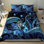 Maori Romantic Valentine Bedding Set The Hongi Kiss Blue Galaxy